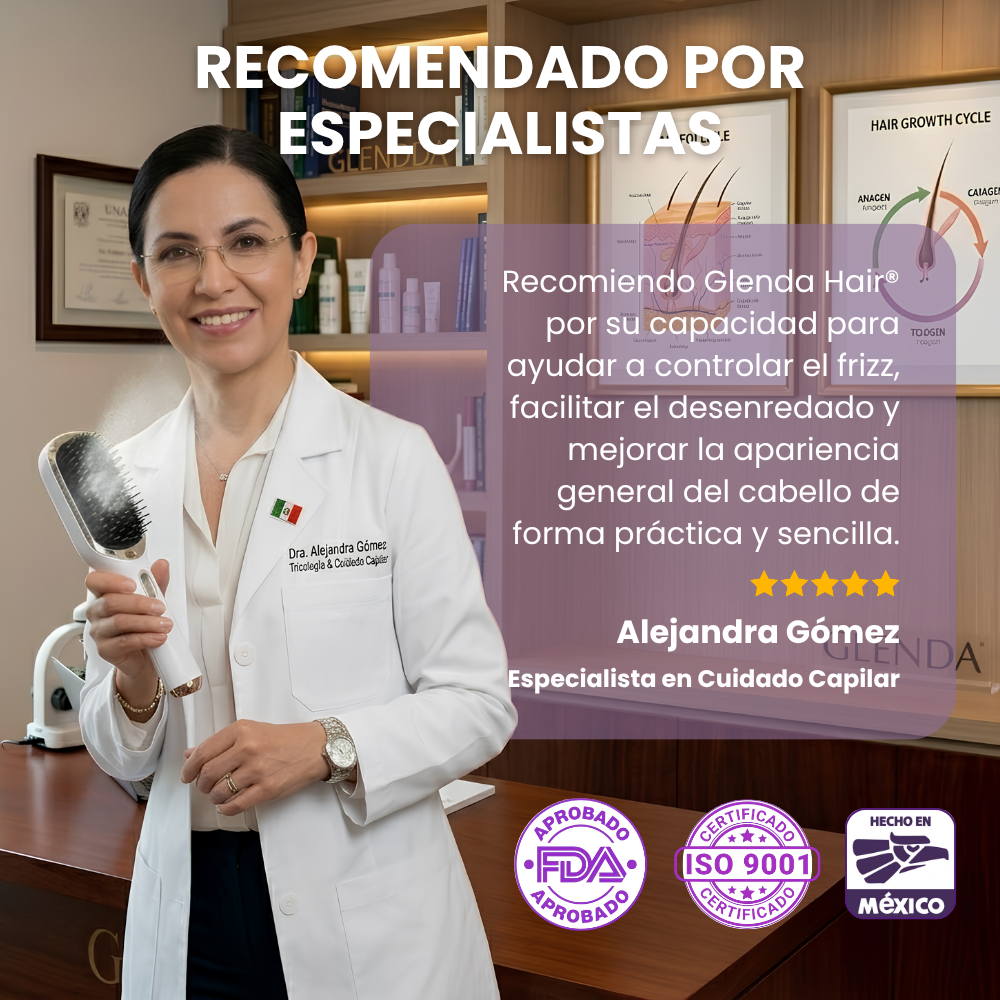 GLENDA HAIR® | Peina, alisa, hidrata y elimina el frizz al instante mientras disfrutas de un relajante masaje capilar