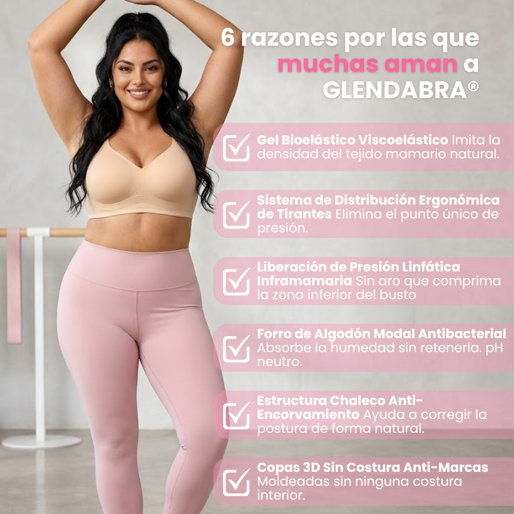 GLENDABRA® | Brasier de Gel Sin Aros — Elimina el Dolor de Espalda, Reactiva tu Circulación y Corrige tu Postura Mientras lo Usas