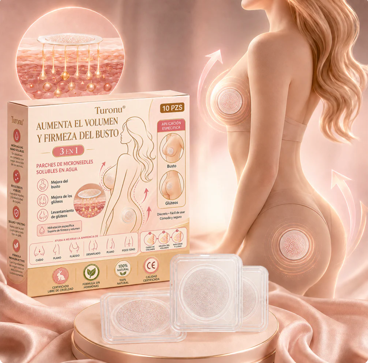 Turonu® | Parches de Microagujas para Aumento y Firmeza de Senos y Gluteos